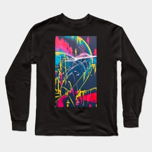 Vibrant Fusion: Abstract Graffiti Splash Long Sleeve T-Shirt